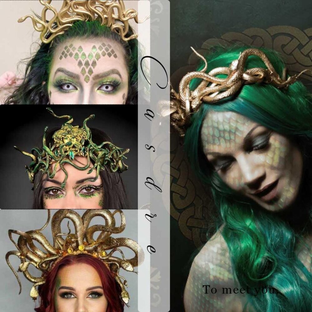 Medusa Snake Headband Gold Goddess Hair Accessory for Halloween Raves Festivals - Picture 7 of 7